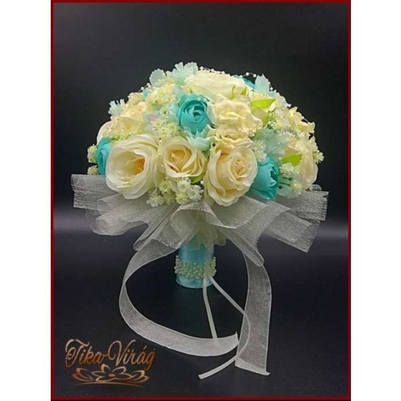 TÜRKIZ-ZÖLD BOGLÁRKÁS-AZÁLEÁS-EKRÜ RÓZSÁS CSOKOR 