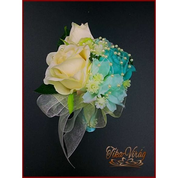 TÜRKIZ-ZÖLD BOGLÁRKÁS-AZÁLEÁS-EKRÜ RÓZSÁS KITŰZŐ 