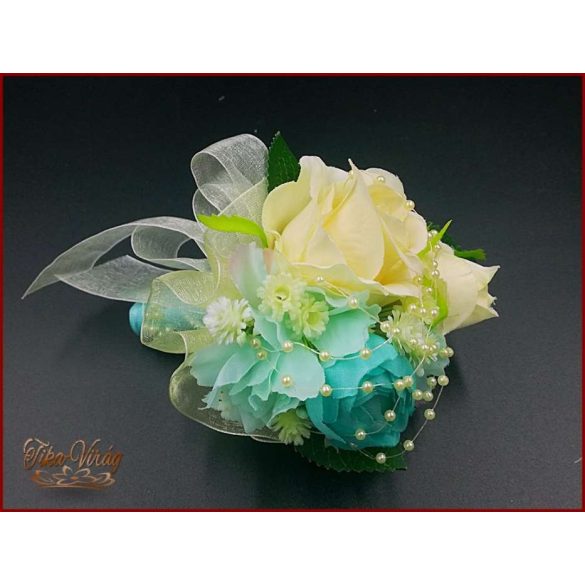 TÜRKIZ-ZÖLD BOGLÁRKÁS-AZÁLEÁS-EKRÜ RÓZSÁS KITŰZŐ 