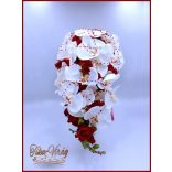 Fehér orchideás - bordó rózsás örök-cseppcsokor 