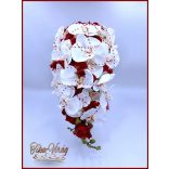 Fehér orchideás - bordó rózsás örök-cseppcsokor 