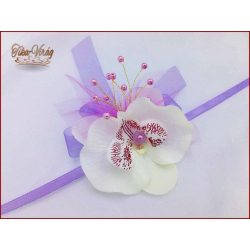 Világoslila-fehér orchideás csuklódísz 