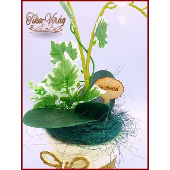 Fehér Orchidea kaspóban örök-Home-dekor 