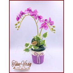 Orgona-lila Orchidea kaspóban örök-Home-dekor 