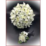 Fekete-fehér örök-csokor vagány menyasszonyoknak + kitűzővel 