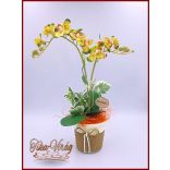 Sárgás-zöld-Orchidea kaspóban örök-Home-dekor 