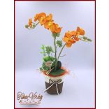 Narancssárga Orchidea kaspóban örök-Home-dekor 