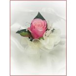 Pink-barack-pasztell 1 virágos kitűző, bokréta 