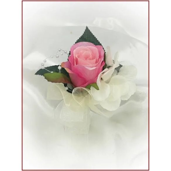 Pink-barack-pasztell 1 virágos kitűző, bokréta 