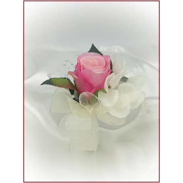 Pink-barack-pasztell 1 virágos kitűző, bokréta 