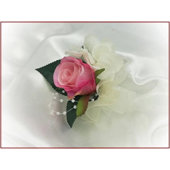 Pink-barack-pasztell 1 virágos kitűző, bokréta 