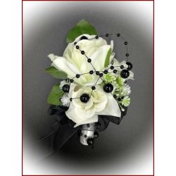 Fekete-fehér kitűző, bokréta 