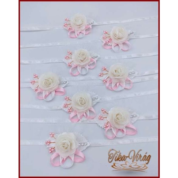 Csuklódísz rózsaszín-fehér 