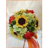 Napraforgós-rózsás-hortenziás örök-csokor 7 virágos 