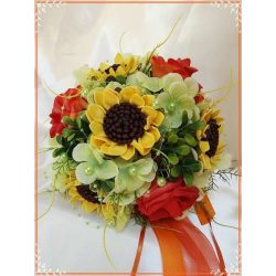 Napraforgós-rózsás-hortenziás örök-csokor 7 virágos 