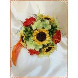 Napraforgós-rózsás-hortenziás örök-csokor 7 virágos 