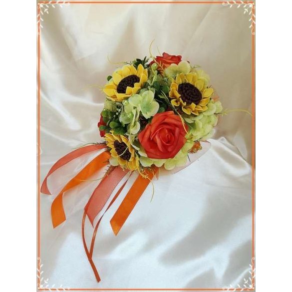 Napraforgós-rózsás-hortenziás örök-csokor 7 virágos 