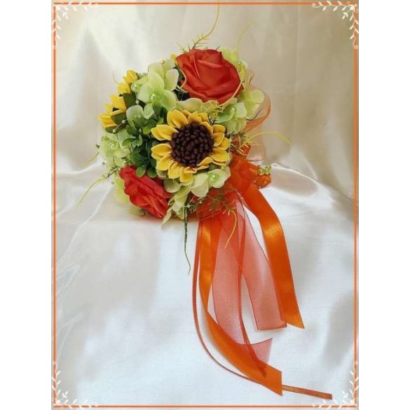 Napraforgós-rózsás-hortenziás örök-csokor 7 virágos 