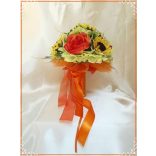 Napraforgós-rózsás-hortenziás örök-csokor 7 virágos 