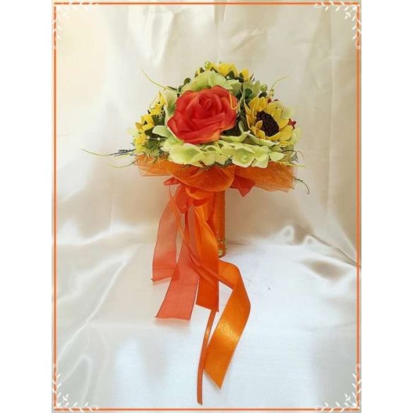 Napraforgós-rózsás-hortenziás örök-csokor 7 virágos 