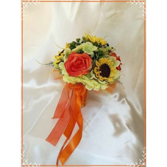 Napraforgós-rózsás-hortenziás örök-csokor 7 virágos 