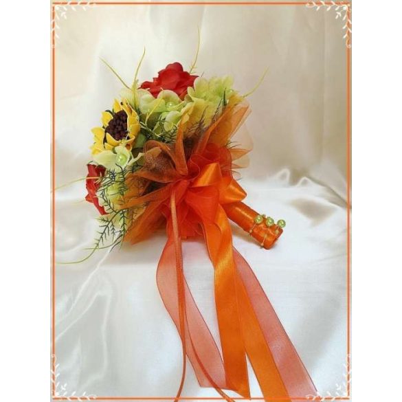 Napraforgós-rózsás-hortenziás örök-csokor 7 virágos 