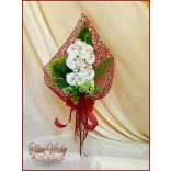 Fehér-Orchideás bordó díszítésű Szülő-köszöntő Örök-csokor 