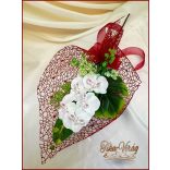 Fehér-Orchideás bordó díszítésű Szülő-köszöntő Örök-csokor 