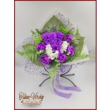 Kutyus illatos szappan-virág csokorba kötve lila színű 