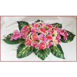 Pink-barack orchideás-rózsás asztaldísz 