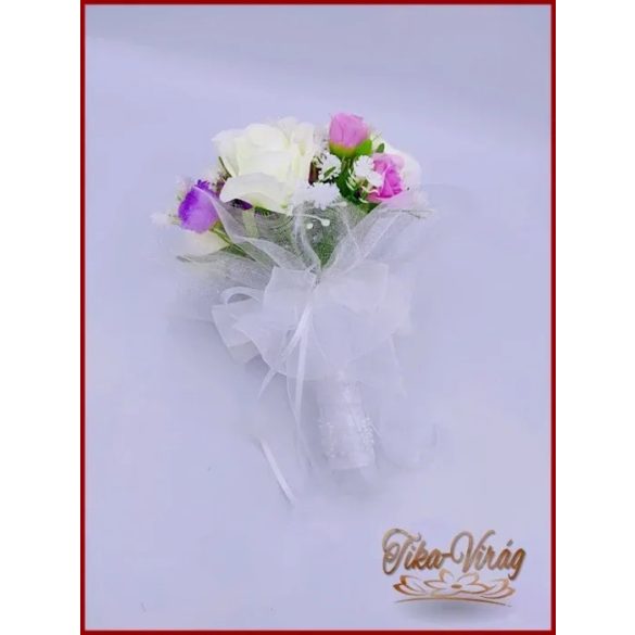 Lila-fehér koszorúslány örök-csokor 