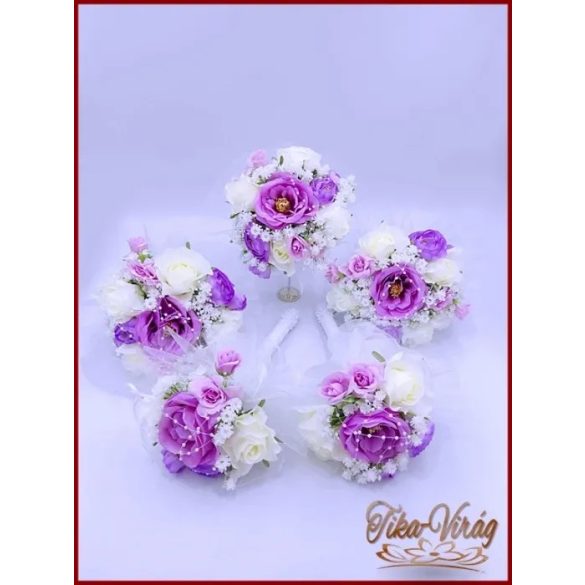 Lila-fehér koszorúslány örök-csokor 