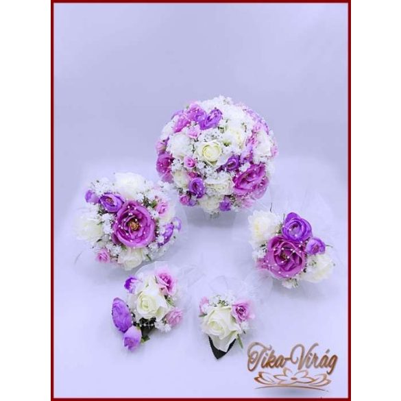 Lila-fehér dobó vagy koszorúslány örök-csokor 