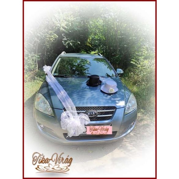 Fehér-Fekete Cilinderes autódísz 