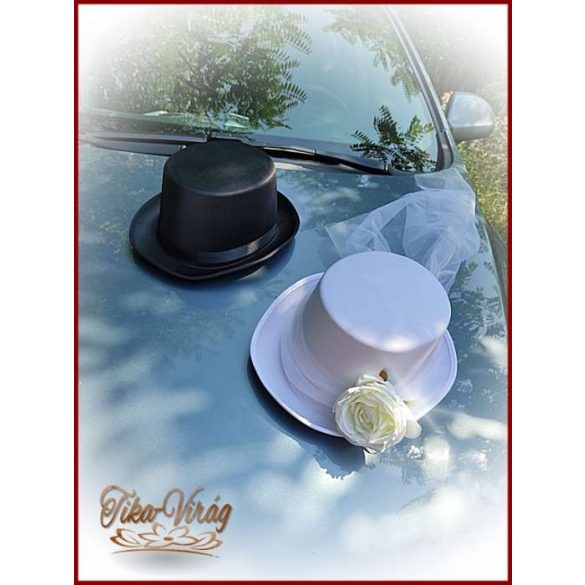 Fehér-Fekete Cilinderes autódísz 