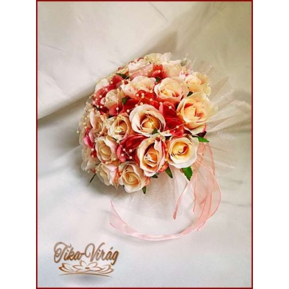 Barack-pasztell 24 virágos örök-csokor 