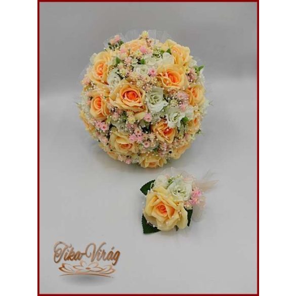 15 VIRÁGOS BARACK-FEHÉR ÖRÖK-CSOKOR+kitűzővel 