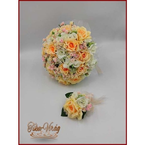 15 VIRÁGOS BARACK-FEHÉR ÖRÖK-CSOKOR+kitűzővel 