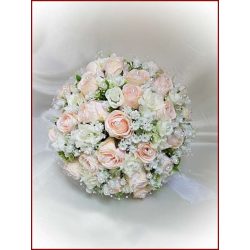   25 szálas rózsaszín-barackos-fehér-rózsás örök-csokor 