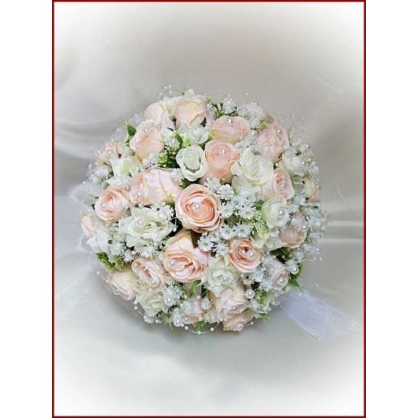 25 szálas rózsaszín-barackos-fehér-rózsás örök-csokor 