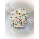 25 szálas rózsaszín-barackos-fehér-rózsás örök-csokor 