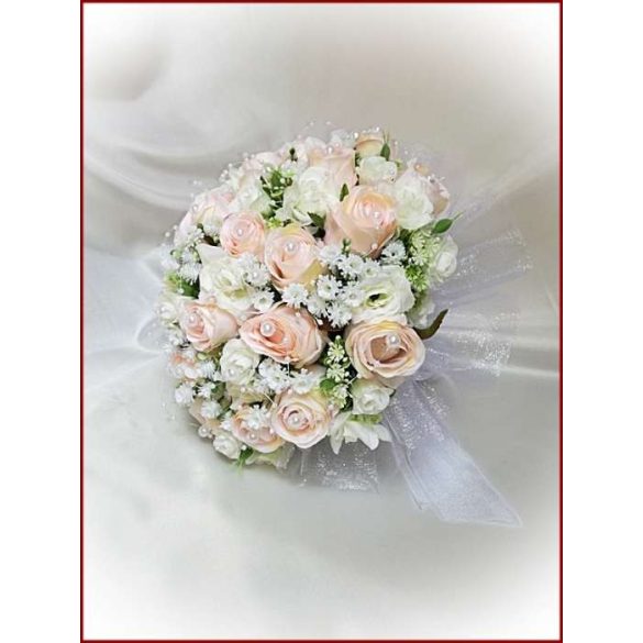 25 szálas rózsaszín-barackos-fehér-rózsás örök-csokor 