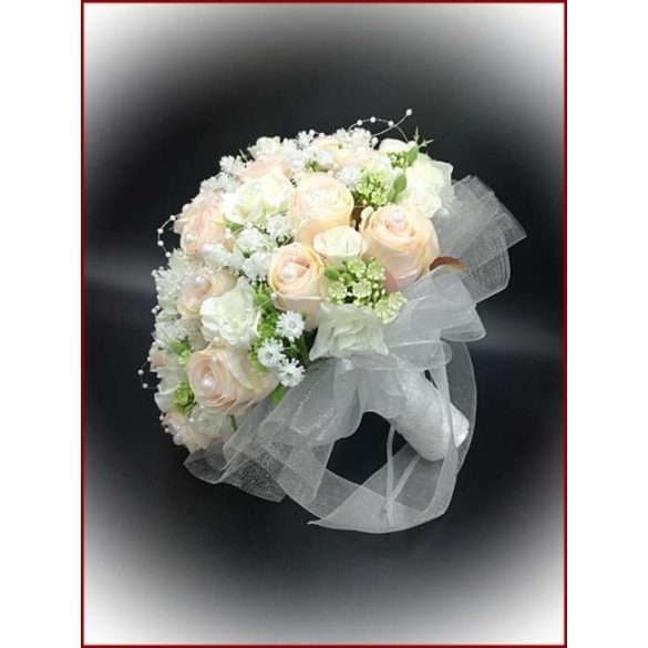 25 szálas rózsaszín-barackos-fehér-rózsás örök-csokor 