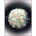 25 szálas rózsaszín-barackos-fehér-rózsás örök-csokor 