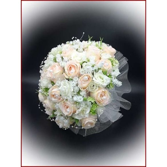 25 szálas rózsaszín-barackos-fehér-rózsás örök-csokor 