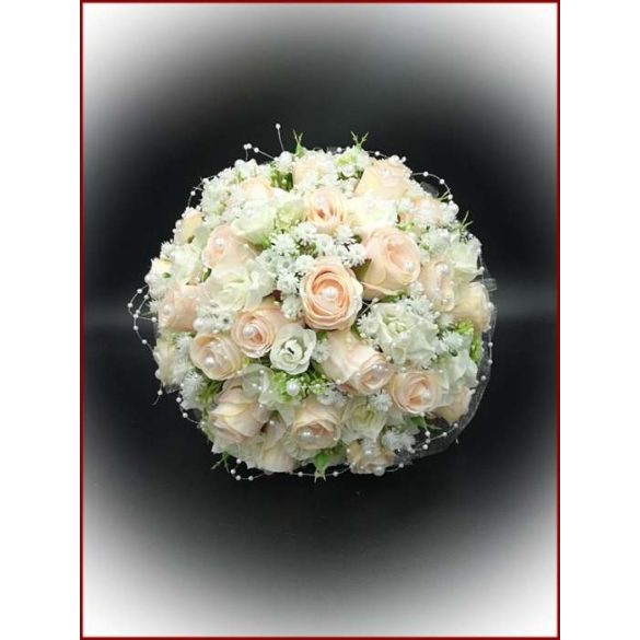 25 szálas rózsaszín-barackos-fehér-rózsás örök-csokor 