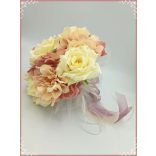 Ekrü-rózsás-mályva azáleás, hortenziás örök-csokor 