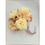 Ekrü-rózsás-mályva azáleás, hortenziás örök-csokor 