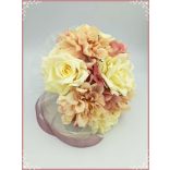 Ekrü-rózsás-mályva azáleás, hortenziás örök-csokor 