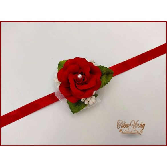 Bordó rózsa fehér díszítéssel csuklódísz 